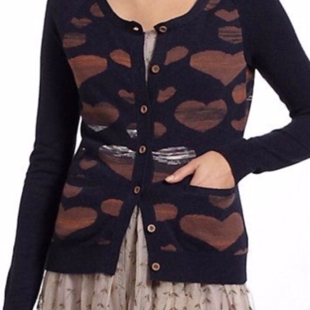Anthro Lovista Heart Cardigan, Size XS